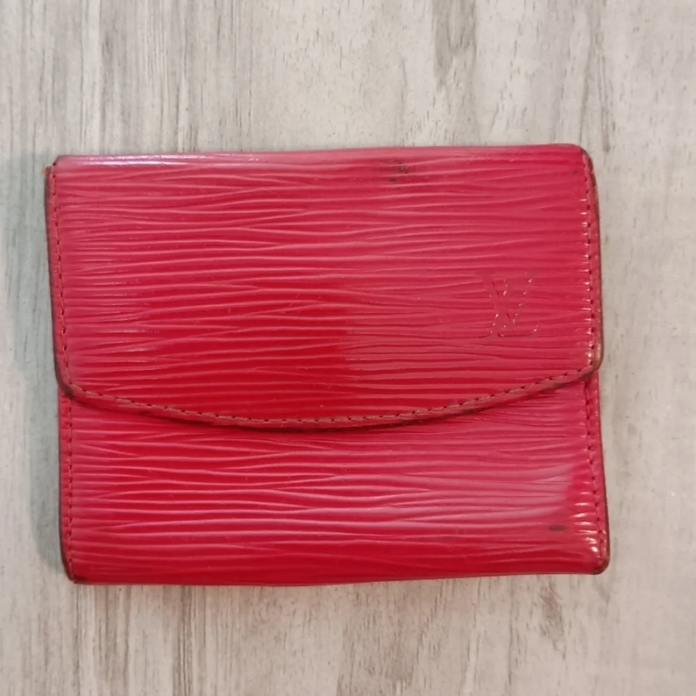 Louis Vuitton Womens Red Epi Leather Coin Purse Holder Envelope Wallet